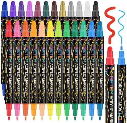 24 Colors Dual Tip Acrylic Paint Pens Markers