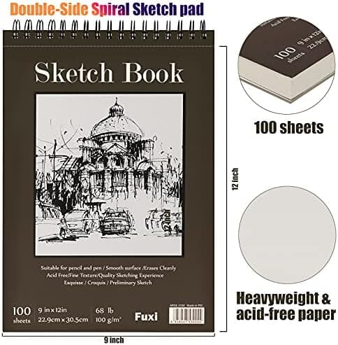 9x12 Inches Top Spiral Bound Sketch Book, 100-Sheets