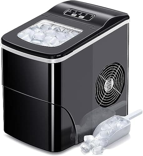 AGLUCKY Countertop Ice Maker with Self-Cleaning - 26.5lbs/24hrs