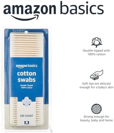 Amazon Basics Cotton Swabs, 500 Count