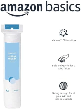 Amazon Basics Hypoallergenic 100% Cotton Rounds, 100 Count