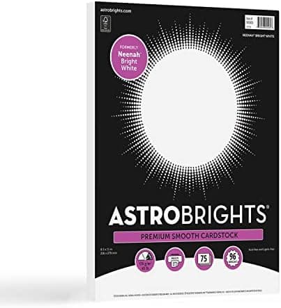 Astrobrights/Neenah Bright White Cardstock, 8.5" x 11", 75 Sheets