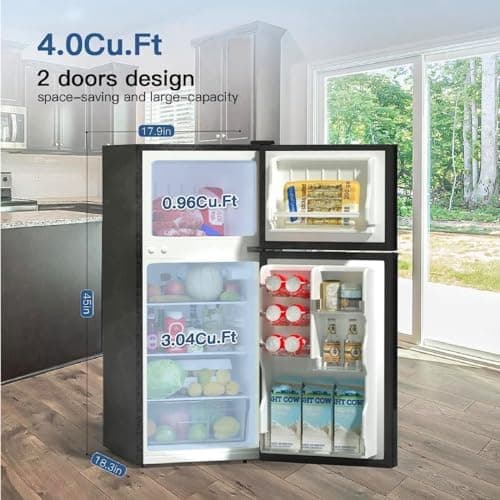 BANGSON Small Refrigerator with Freezer, 4.0 Cu.Ft