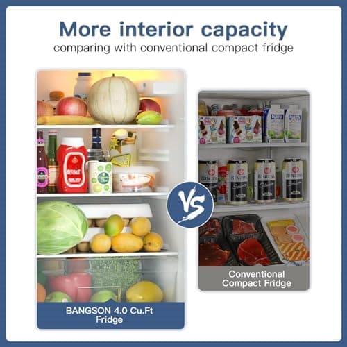 BANGSON Small Refrigerator with Freezer, 4.0 Cu.Ft