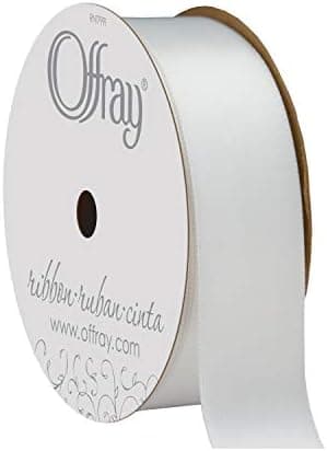 Berwick 061176 7/8" Wide Single Face Satin Ribbon, White, 6 Yds