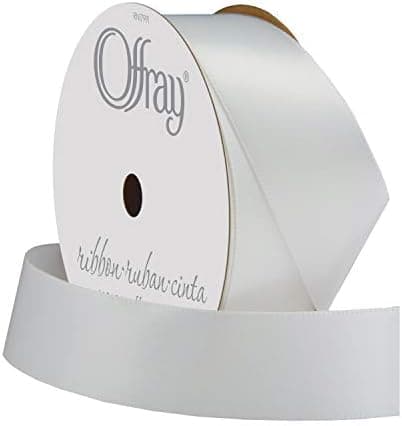 Berwick 061176 7/8" Wide Single Face Satin Ribbon, White, 6 Yds