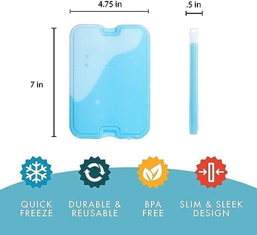 Cool Coolers by Fit & Fresh 4 Pack XL Slim Ice Packs, Blue