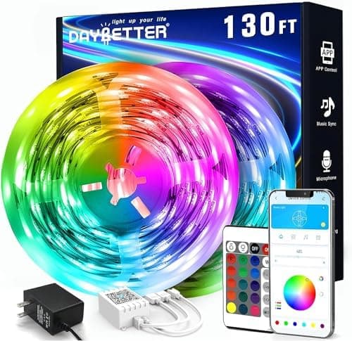 DAYBETTER LED Strip Lights 130ft, Color Changing RGB Decor
