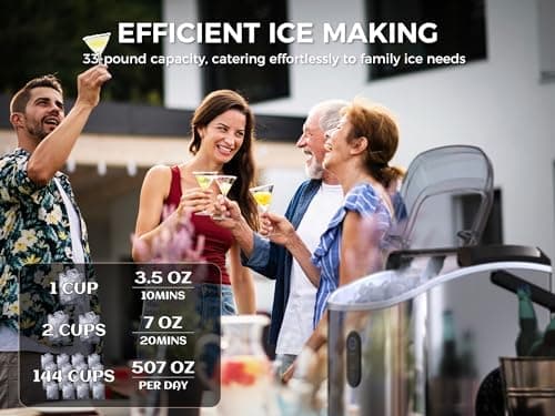 ecozy Nugget Ice Maker Countertop - 33 lbs Daily Output