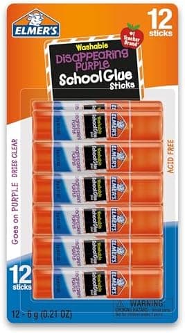 Elmer's Disappearing Purple School Glue Sticks, 12 Count