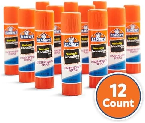 Elmer's Disappearing Purple School Glue Sticks, 12 Count
