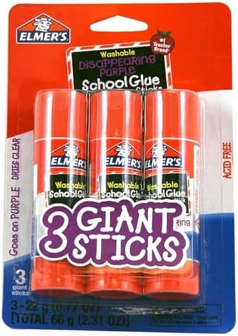 Elmer's Disappearing Purple School Glue Sticks, 3 Count