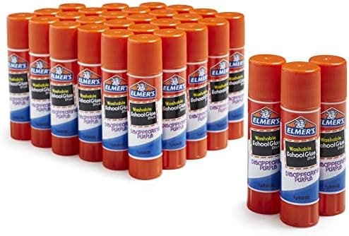 Elmer's Disappearing Purple School Glue Sticks, Washable, 30 Count