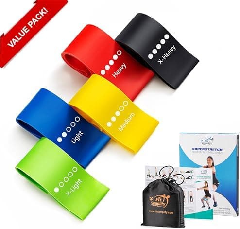 Fit Simplify Resistance Loop Exercise Bands, Set of 5