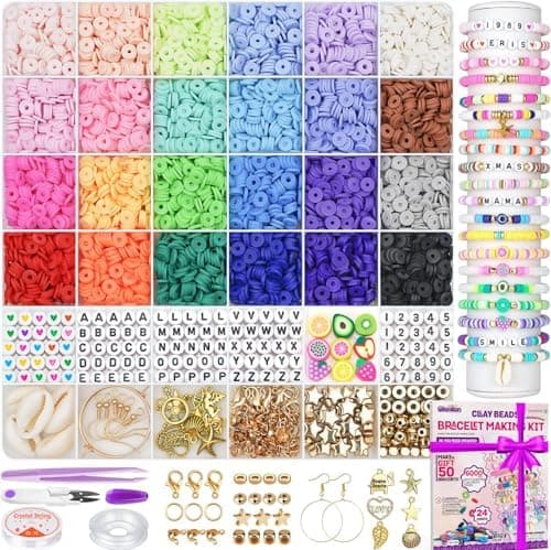 Gionlion 6000 Clay Beads Bracelet Making Kit, 24 Colors