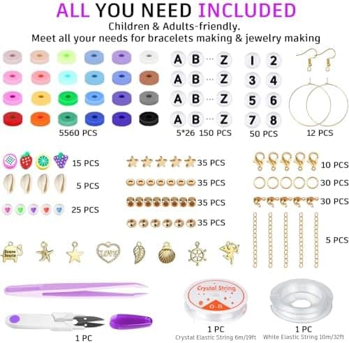 Gionlion 6000 Clay Beads Bracelet Making Kit, 24 Colors