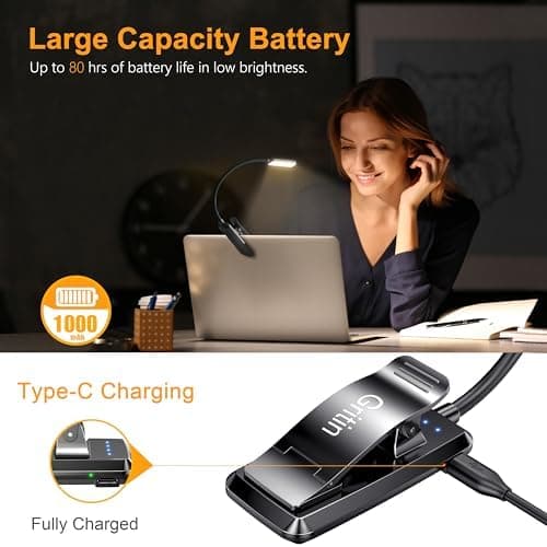 Gritin 9 LED Rechargeable Book Light for Bedtime Reading