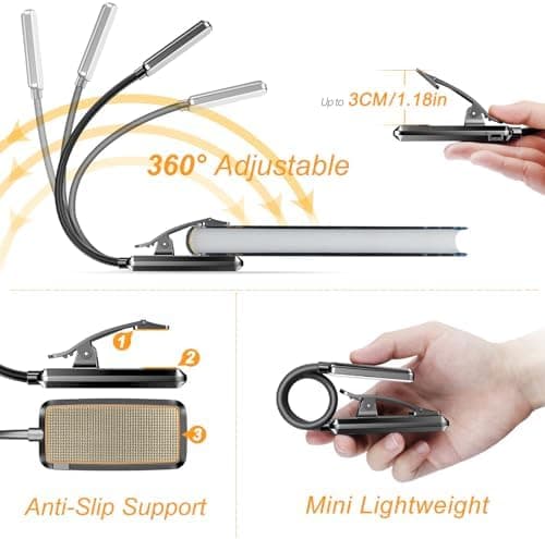 Gritin 9 LED Rechargeable Book Light for Bedtime Reading