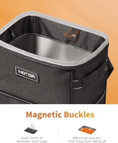 HOTOR Car Trash Can with Lid and Storage Pockets