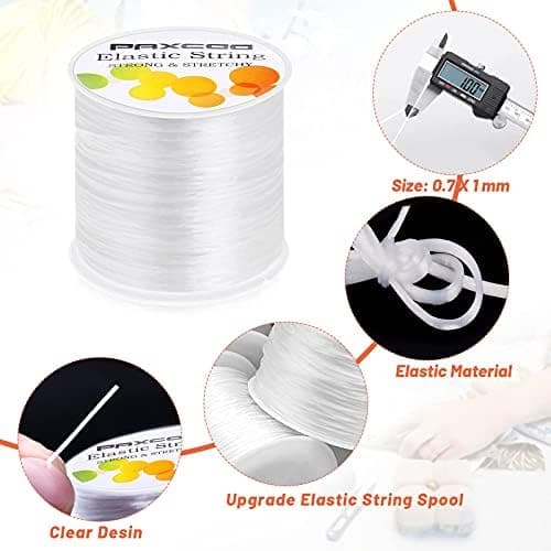 Paxcoo 1mm Elastic Bracelet String Cord for Jewelry Making