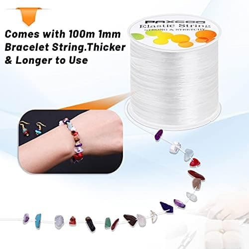 Paxcoo 1mm Elastic Bracelet String Cord for Jewelry Making