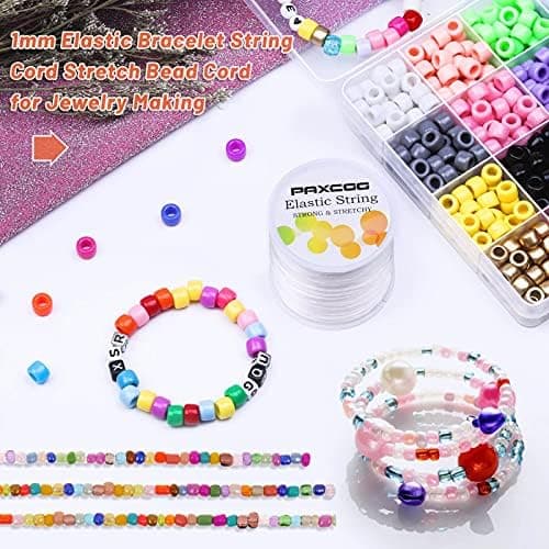 Paxcoo 1mm Elastic Bracelet String Cord for Jewelry Making