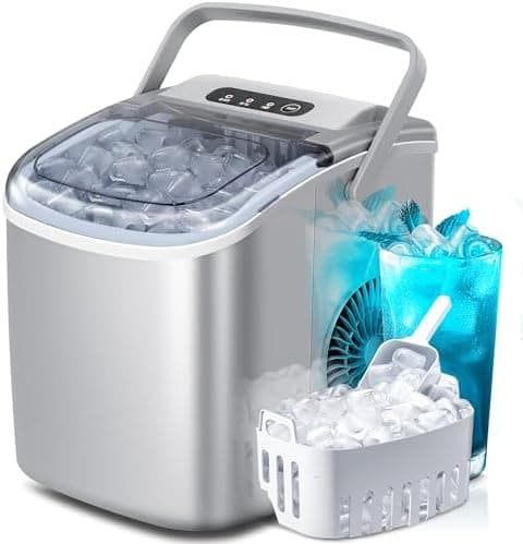 Portable Countertop Ice Maker, 9 Bullet Cubes in 6 Mins, 26Lbs/day