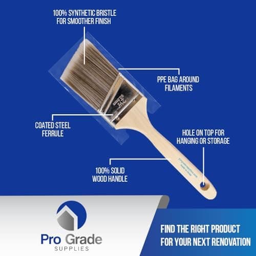 Pro Grade Paint Brush Set - 5-Piece Flat and Angle Brushes