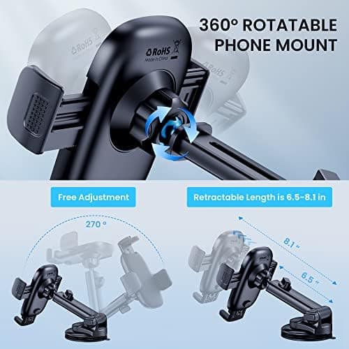 Qifutan Car Phone Holder Mount for Windshield/Dashboard/Vent