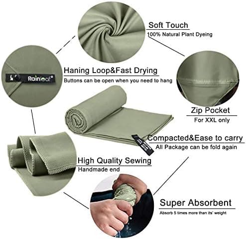 Rainleaf Microfiber Towel for Travel, Gym, and Camping