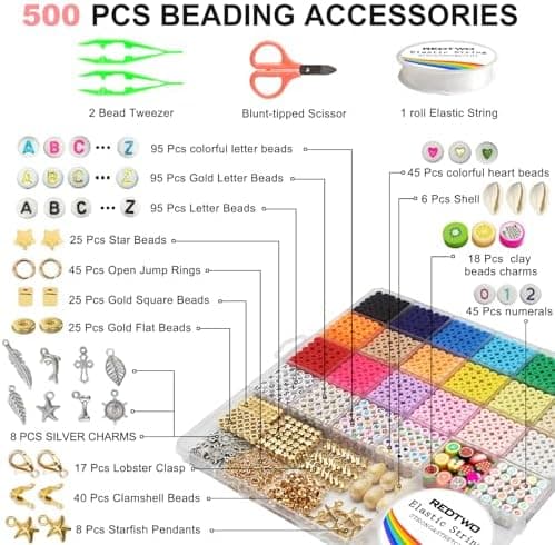 Redtwo 5100 Clay Beads Bracelet Making Kit - Gift for Teen Girls