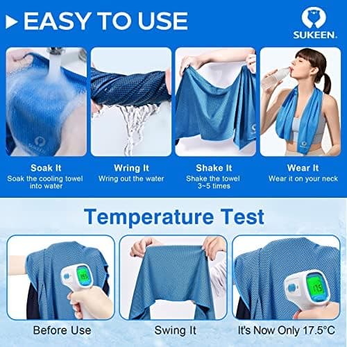 Sukeen 4 Pack Cooling Towels, Microfiber Ice Towels