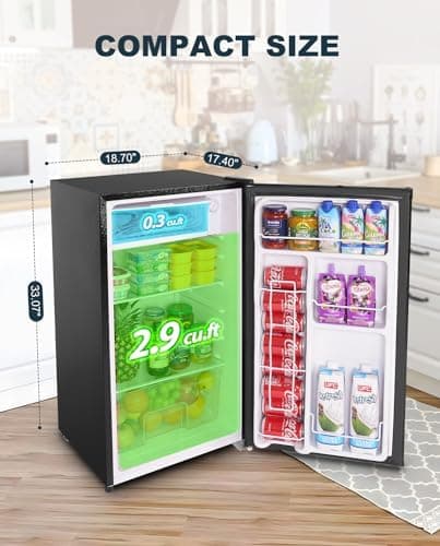 Upstreman 3.2 Cu.Ft Mini Fridge with Freezer, Single Door