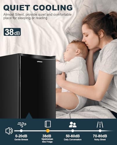 Upstreman 3.2 Cu.Ft Mini Fridge with Freezer, Single Door